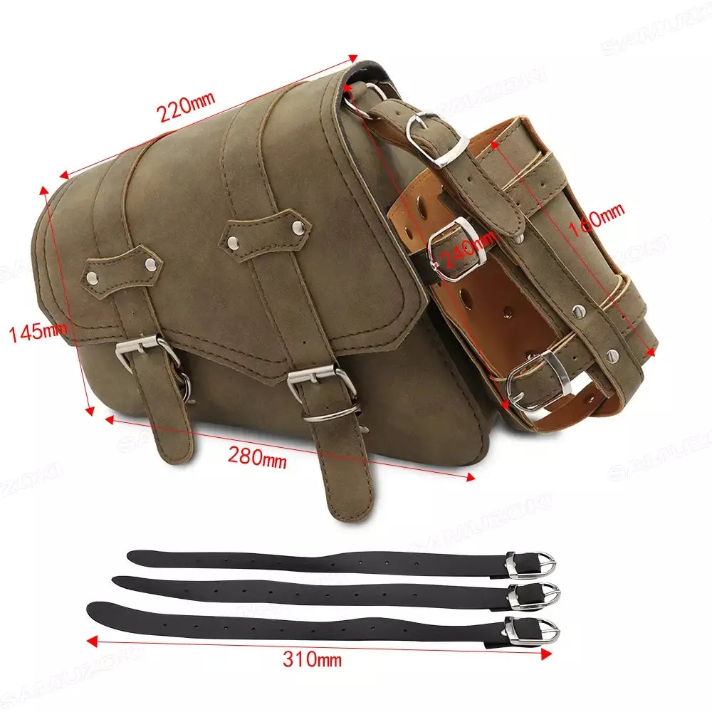 Bolsa de selim lateral de couro pu para motocicleta, adequada para harley sportster xl 883 1200 chopper cruiser cafe racer softail bobber