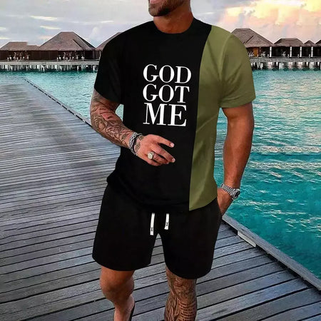 Conjunto de camiseta e shorts casuais masculinos, tops de praia estampados em 3D, moda streetwear, roupas esportivas, estilo havaiano, novo, 2 peças