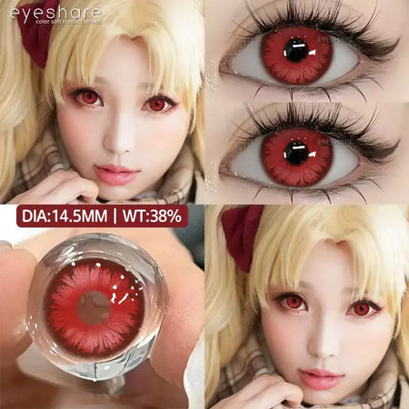 AMARA 1 par de lentes de contato coloridas para olhos, lentes azuis para cosplay de anime, lentes coloridas roxas, rosa y2k, lentes vermelhas coloridas