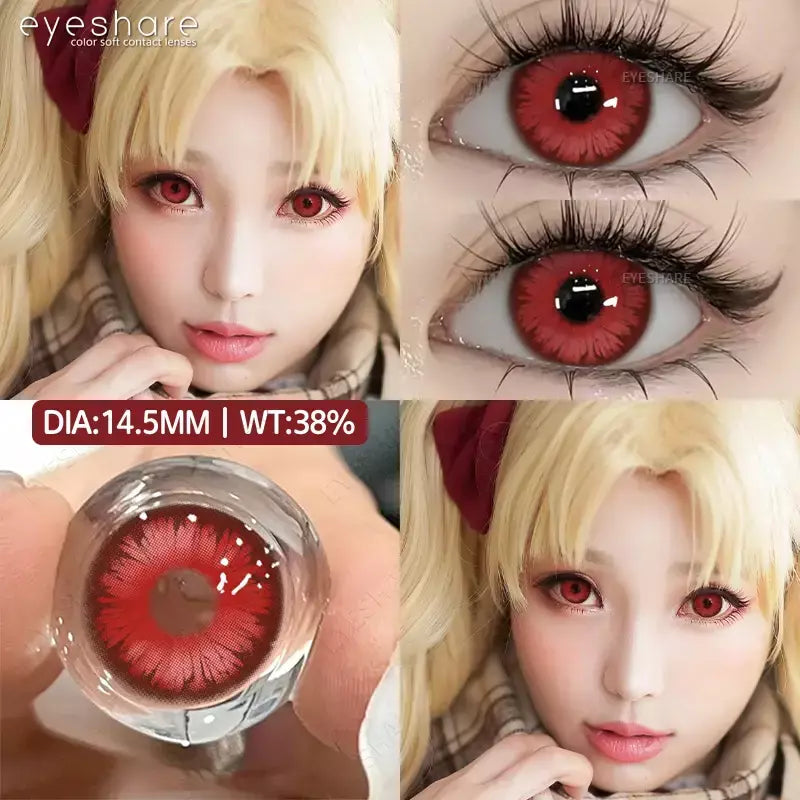 AMARA 1 par de lentes de contato coloridas para olhos, lentes azuis para cosplay de anime, lentes coloridas roxas, rosa y2k, lentes vermelhas coloridas