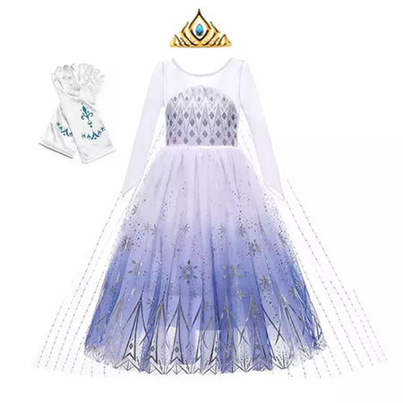 Crianças elsa traje menina aniversário malha vestido de princesa crianças cosplay neve rainha desempenho fantasia noite roupas de halloween