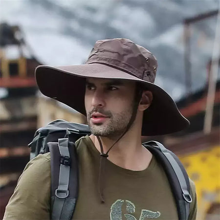 Tampão solar anti-UV respirável masculino, aba larga grande, chapéu de balde, chapéu de vaqueiro, pesca ao ar livre, caminhada, praia, malha, moda verão, novo, 2024