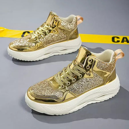 Mulheres de luxo esporte tênis corrida ouro dos homens treinamento atlético caminhada tênis confortável luz casal sapatos esportivos diários