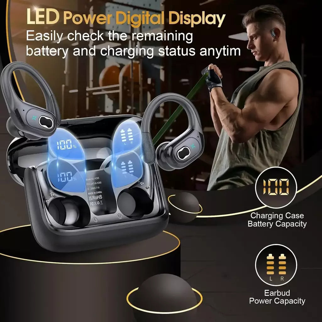 Fones de ouvido sem fio em fones de ouvido bluetooth 5.4 alta fidelidade baixo sem fio led toque mãos-livres cancelamento de ruído