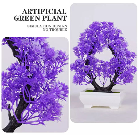 Plantas artificiais em vaso bonsai lindas pequenas plantas de árvore flores falsas ornamentos em vaso para casa jardim decoração oficial do hotel