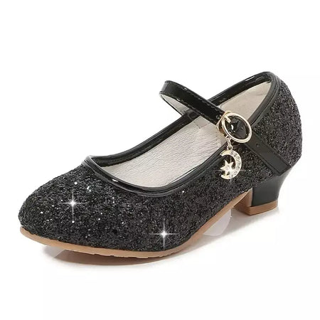 Meninas sapatos crianças salto alto glitter sandálias de cristal moda fivela crianças princesa sapato dança estudante desempenho sapatos de couro