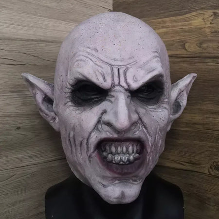 Nosferatu cinza vampiro látex assustador máscara de halloween terror fantasma diabo máscara festa de dança assustador bioquímico alienígena zumbi bonés máscara