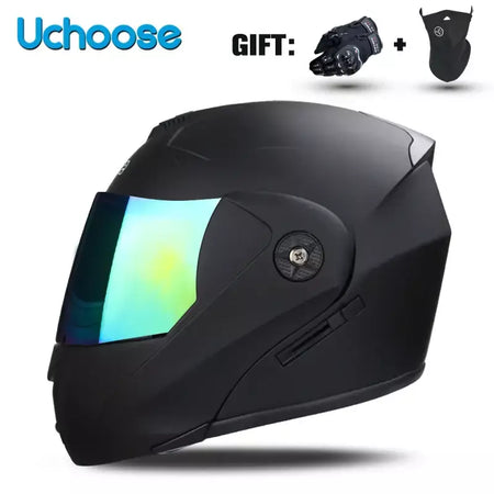 Unisex Capacete com viseira, lente dupla, seção transversal, segurança, modular, flip, capacete, certificação DOT, Uchoose
