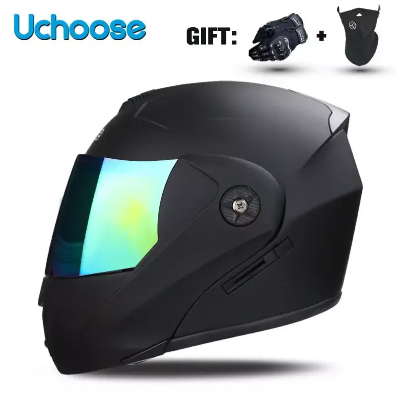 Unisex Capacete com viseira, lente dupla, seção transversal, segurança, modular, flip, capacete, certificação DOT, Uchoose
