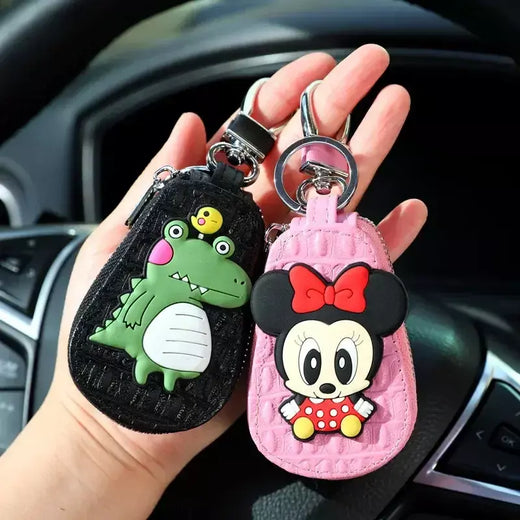 Caso chave do carro dos desenhos animados mickey minnie pato donald decoração anime figura auto chave proteção caso interior ornamento acessórios