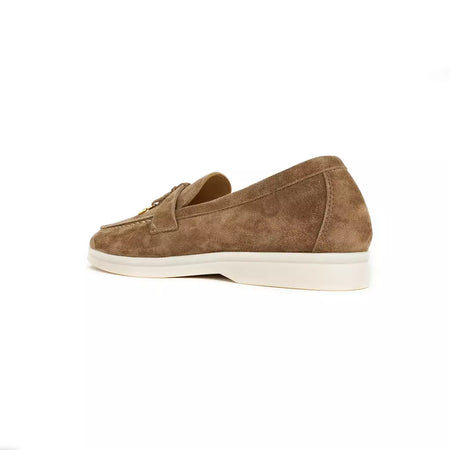 Sapatos de mula de camurça antiderrapante para mulheres, sapatos para dirigir, pingente de metal, marca de luxo, moda casual confortável, Le Fu