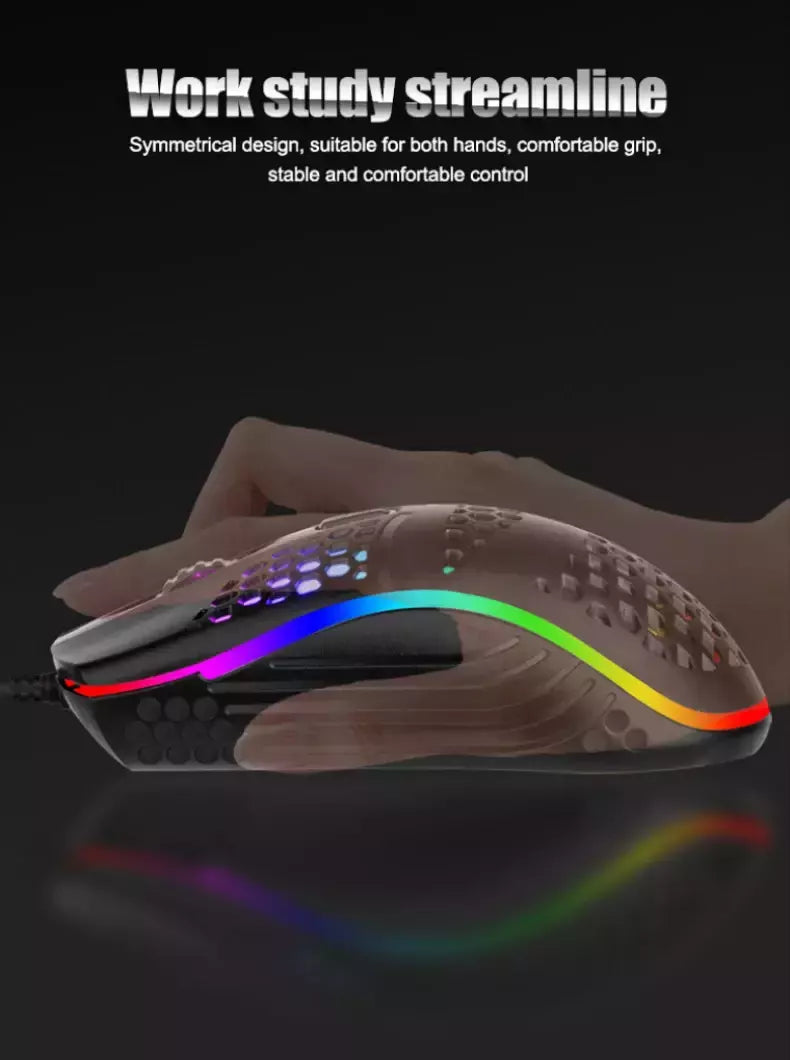 Cabo com fio jogos 7 respiração led luz traseira do mouse óptico usb computador escavado para fora ratos computador portátil desktop 4d pc uso doméstico escritório