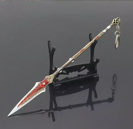 Novo 22cm deus da guerra lança arma ragnarok draupnir arma de metal samurai espada mochila chaveiro coleção festival presente brinquedo criança
