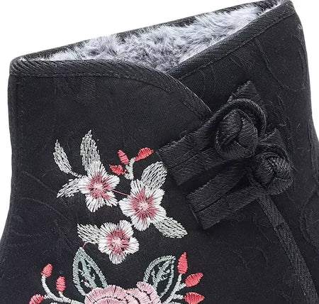 Sapatos de pano de inverno estilo étnico botas mujer sapatos femininos zapatos botas curtas quentes mulher bootie bordado algodão botas femininas