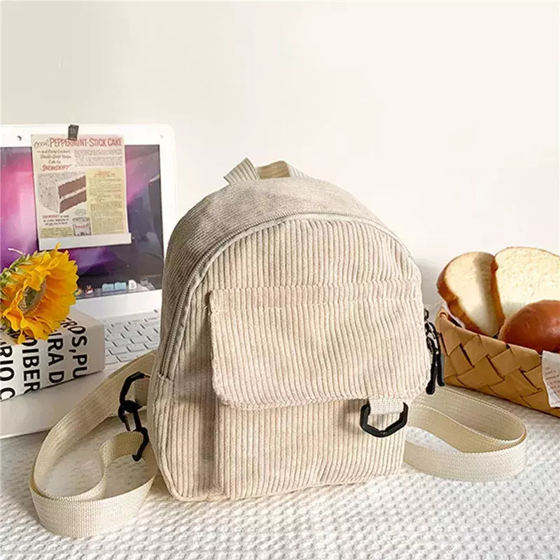 Mini mochila feminina, mochila escolar de veludo simples pequena, grande capacidade, mochila feminina durável, monocromática, casual, viajando, moda