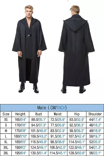 Manto de Halloween para homens adultos, Cosplay Jedi, Traje Brown Walker, Uniforme Fantasia Preto TUNIC, Terno de Festa Carnaval, Robe Outfit